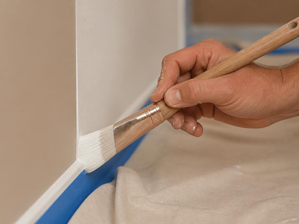 Detailed brushwork on interior trim and wall edge