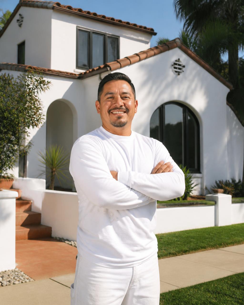 Go Painting contractor standing in front of a freshly painted Los Angeles home